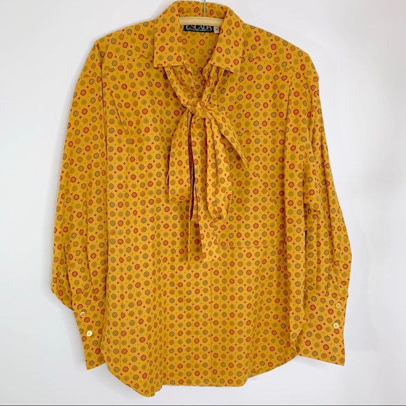 ESCADA Vintage Geometric Blouse with Ties - Sz. 36 - Picture 2 of 13